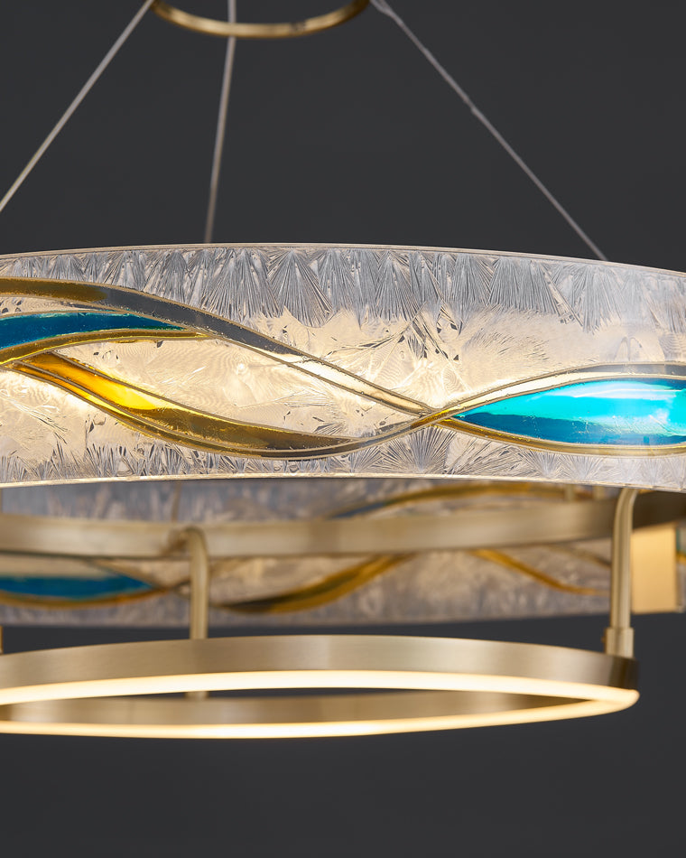 WOMO Enamel Round Brass Chandelier-WM2335