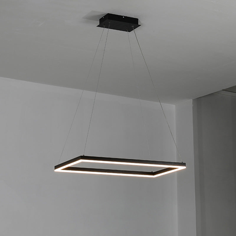 WOMO Black Tiered Rectangular Chandelier-WM2120