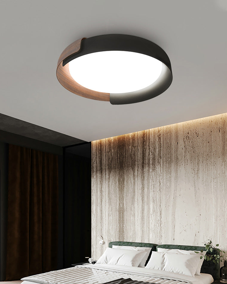 WOMO Walnut Grain Round Ceiling Light-WM1018