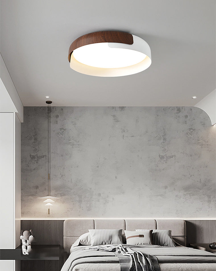 WOMO Walnut Grain Round Ceiling Light-WM1018