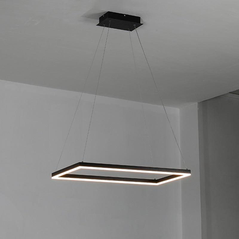 WOMO Black Tiered Rectangular Chandelier-WM2120