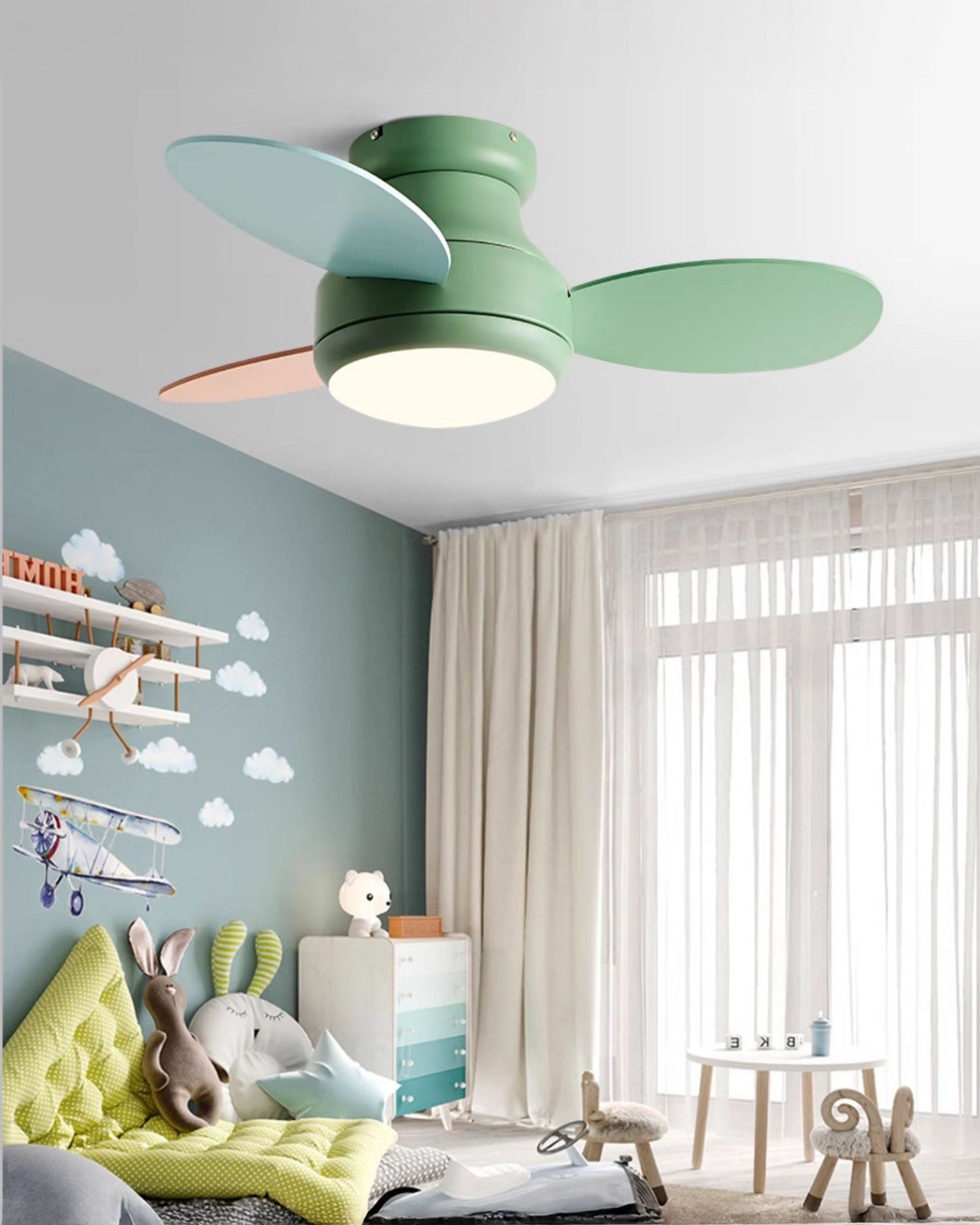 WOMO 38 Inch Children Low Profile Ceiling Fan Lamp-WM5220