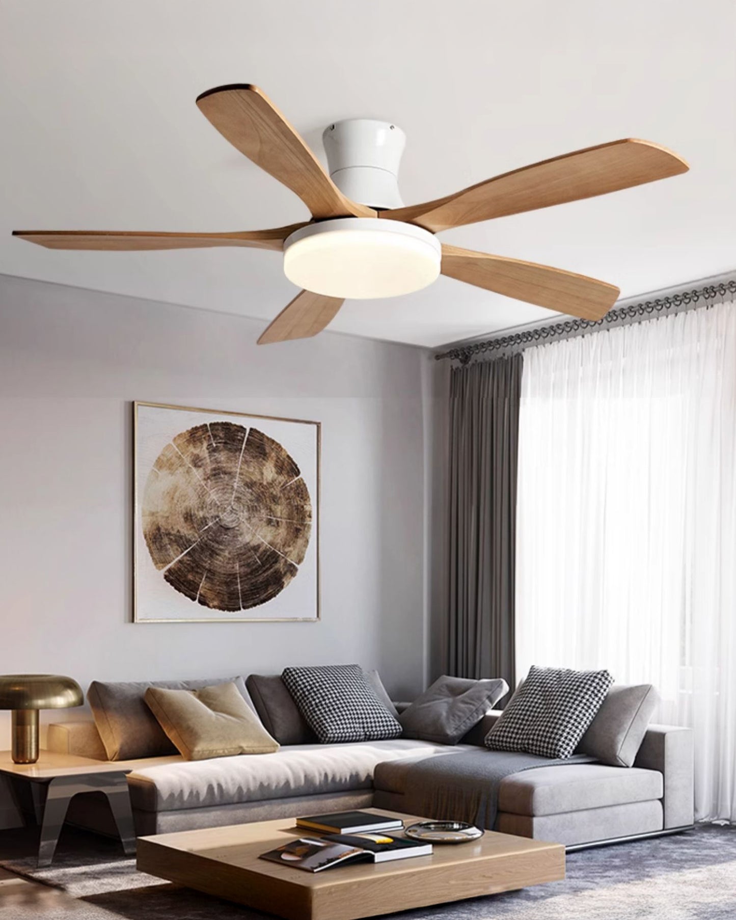 WOMO 5 Blade Low Profile Ceiling Fan Lamp - WM5208