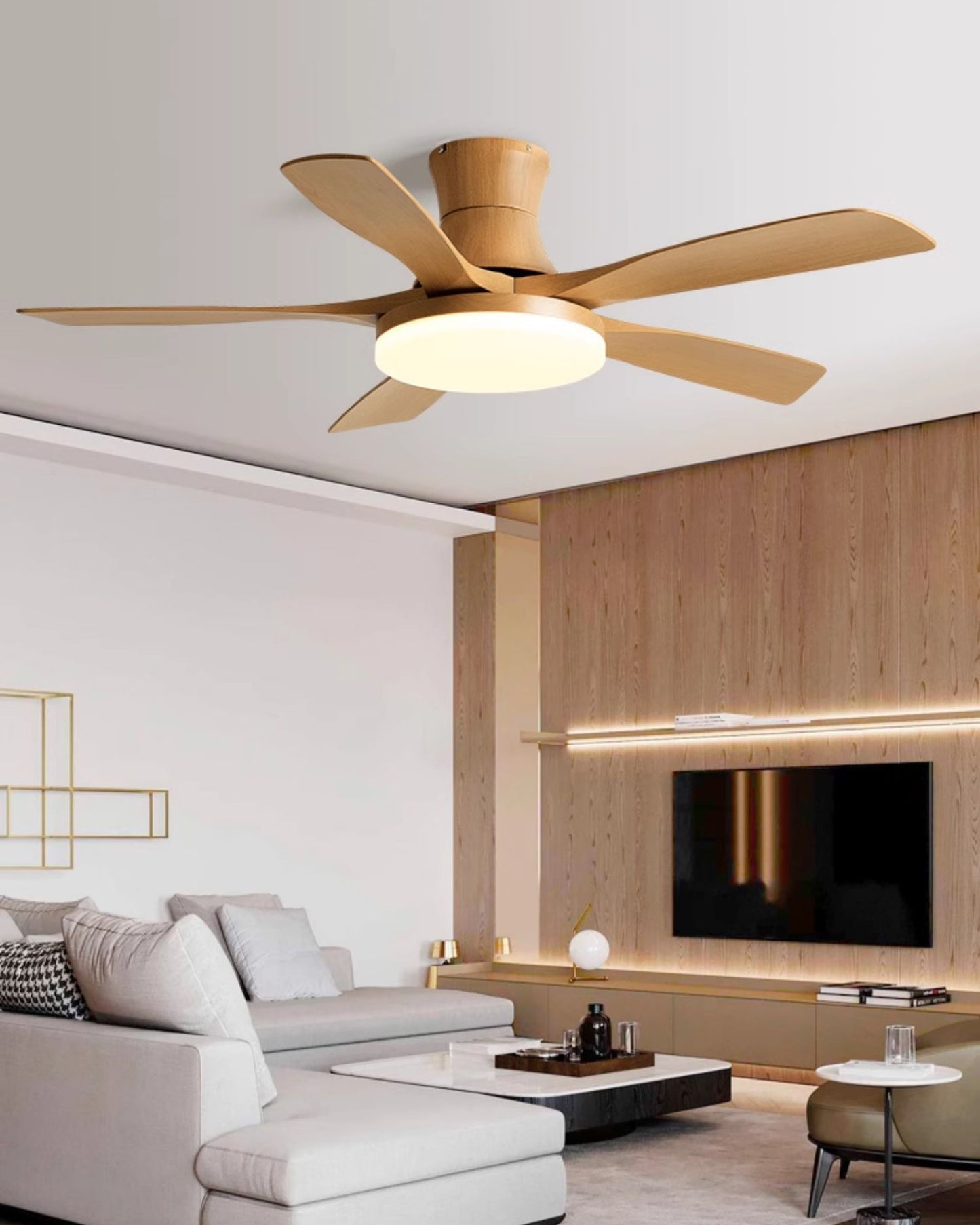 WOMO Modern Low Profile Ceiling Fan Lamp-WM5214