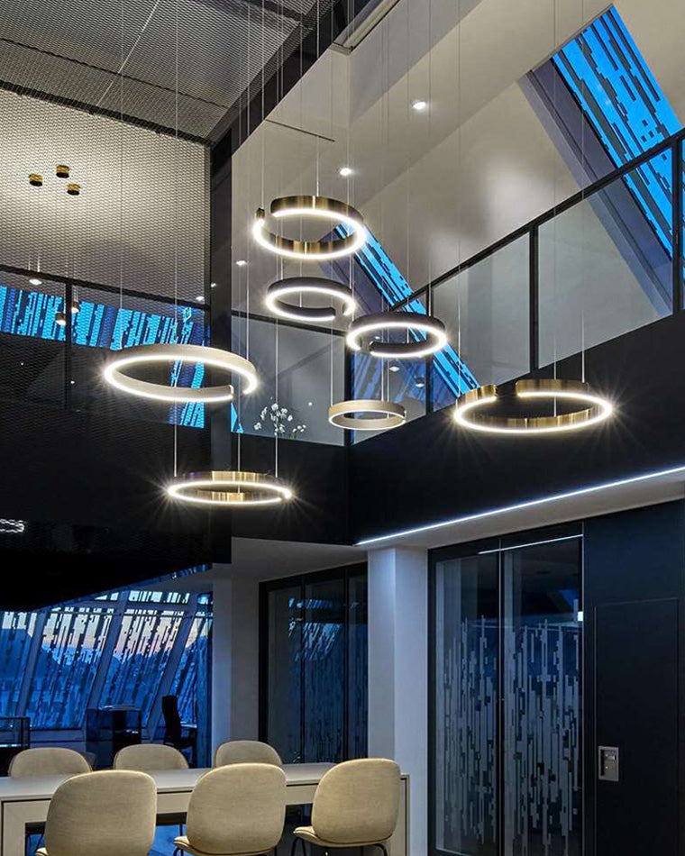 WOMO Black/Gold Ring Led Chandelier-WM2009