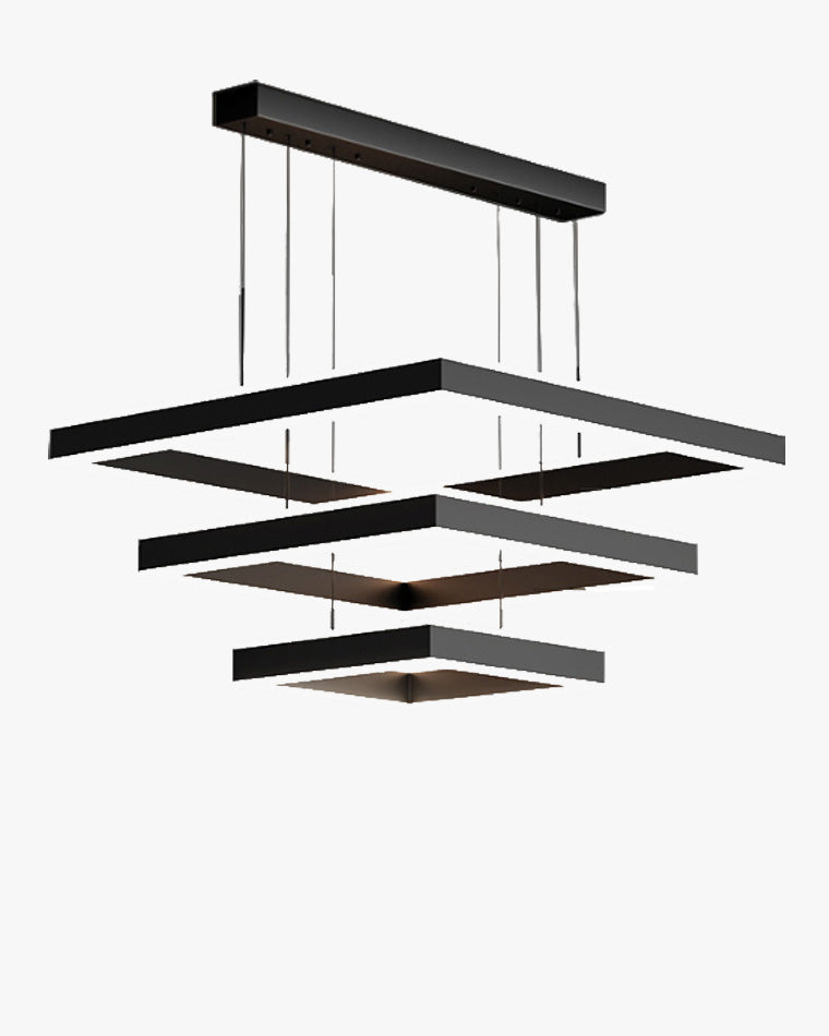 WOMO Tiered Black Square Chandelier-WM2016