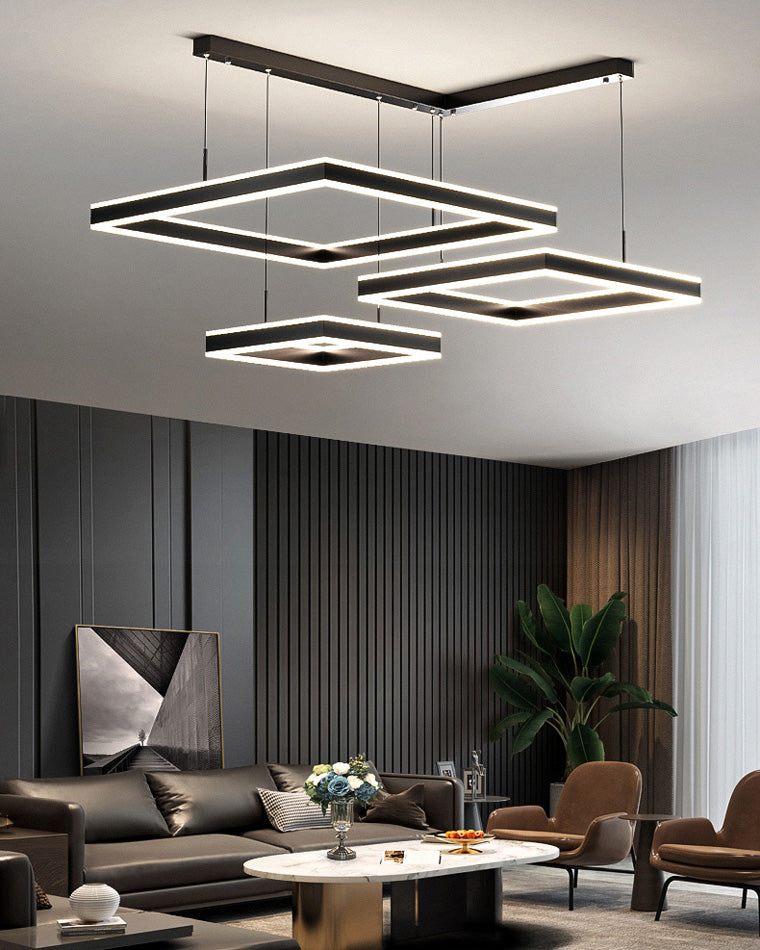 WOMO Tiered Black Square Chandelier-WM2016