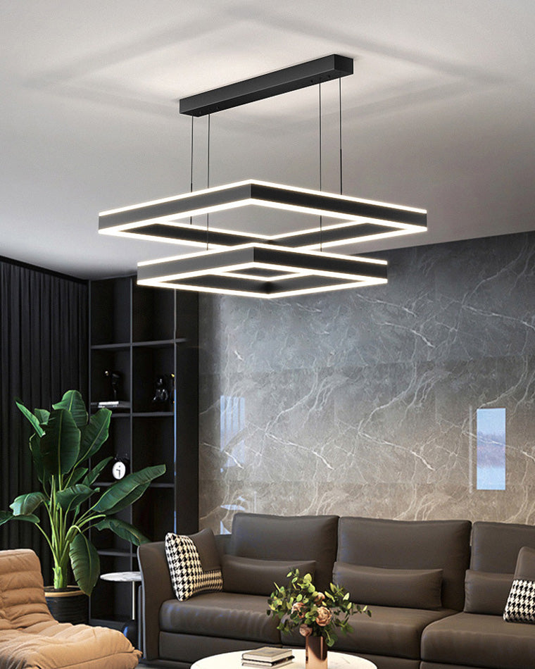 WOMO Tiered Black Square Chandelier-WM2016