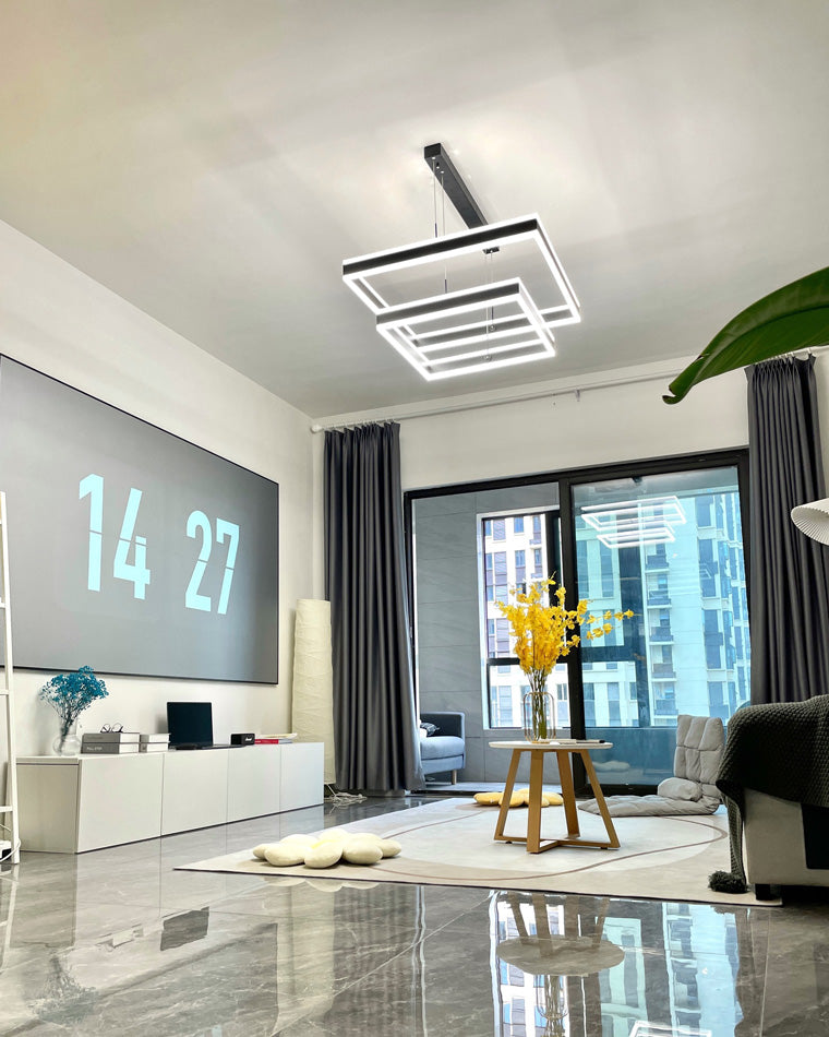 WOMO Tiered Black Square Chandelier-WM2016