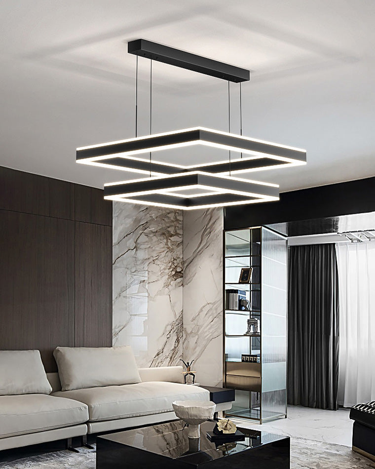 WOMO Tiered Black Square Chandelier-WM2016