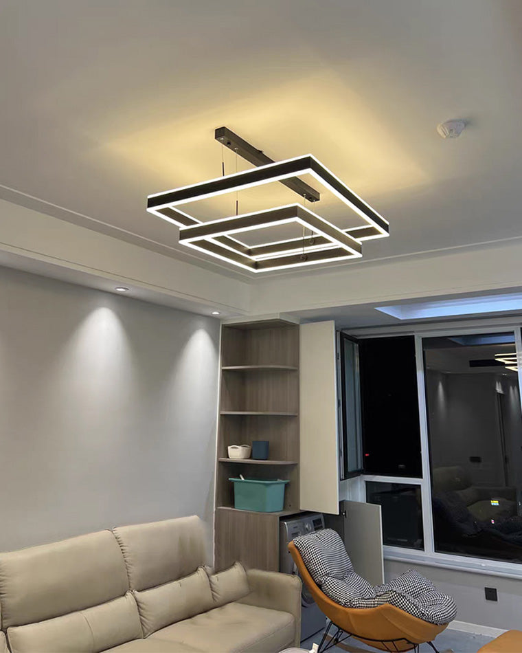 WOMO Tiered Black Square Chandelier-WM2016