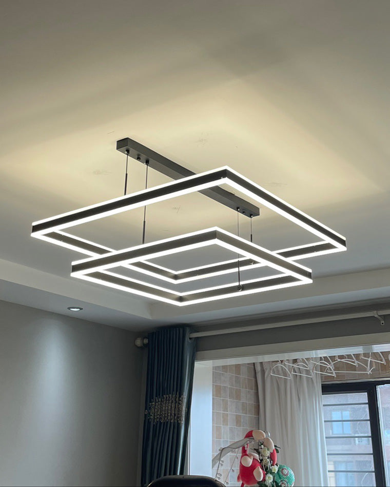 WOMO Tiered Black Square Chandelier-WM2016
