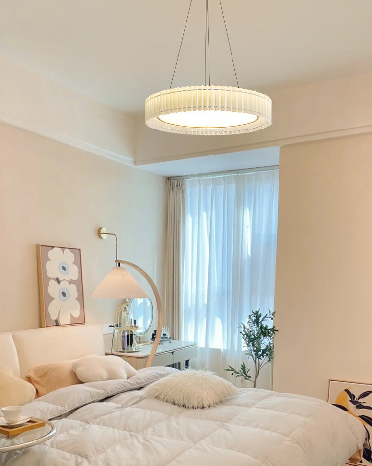 WOMO Round Pleated Fabric Pendant Light-WM2050