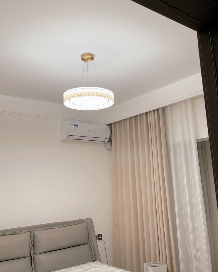 WOMO Round Pleated Fabric Pendant Light-WM2050