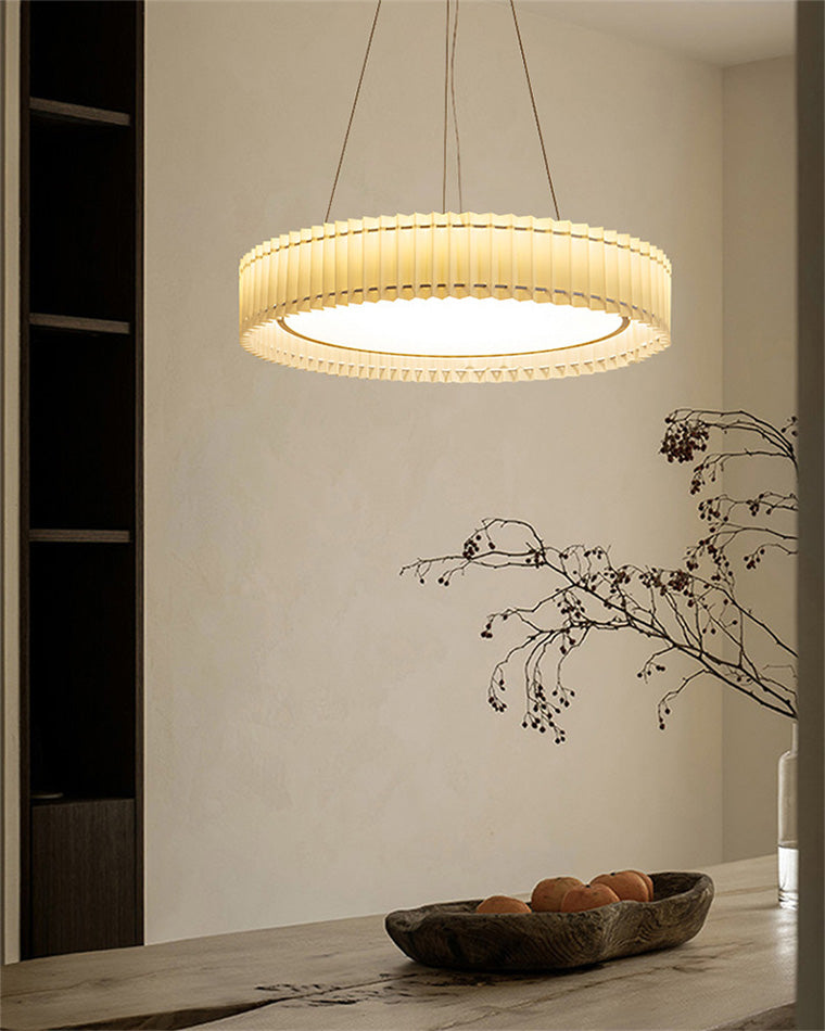 WOMO Round Pleated Fabric Pendant Light-WM2050