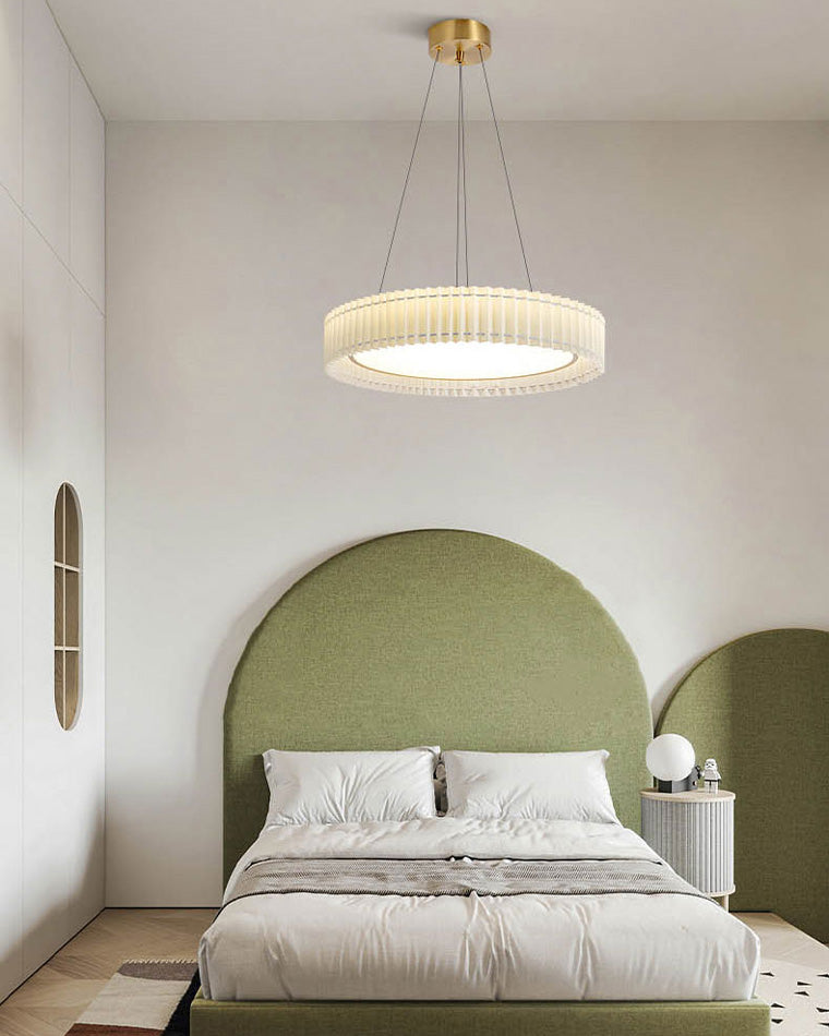 WOMO Round Pleated Fabric Pendant Light-WM2050