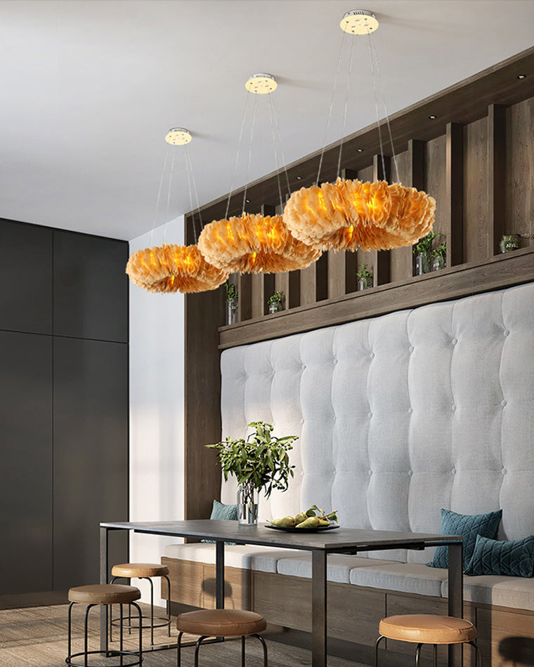 WOMO Feather Round Pendant Light-WM2060