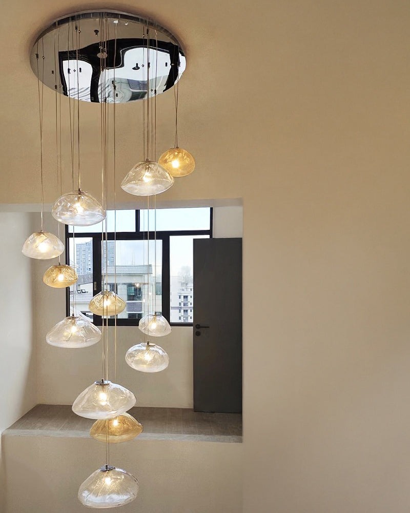 WOMO Cascading Blown Glass Pendant Chandelier-WM2101b
