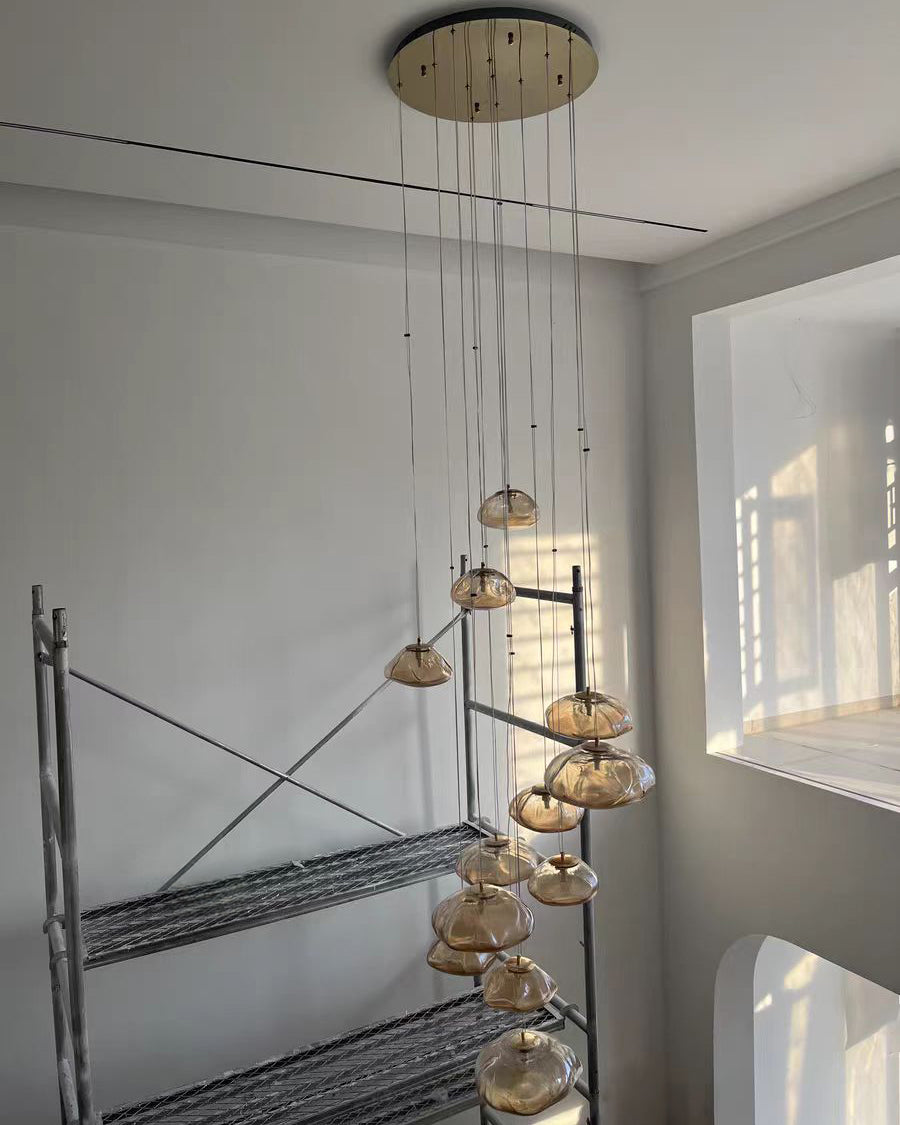 WOMO Cascading Blown Glass Pendant Chandelier-WM2101b
