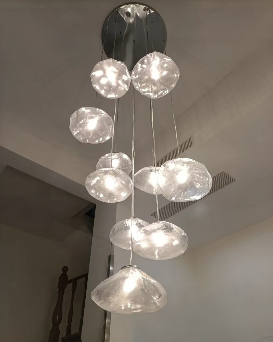 WOMO Cascading Blown Glass Pendant Chandelier-WM2101b