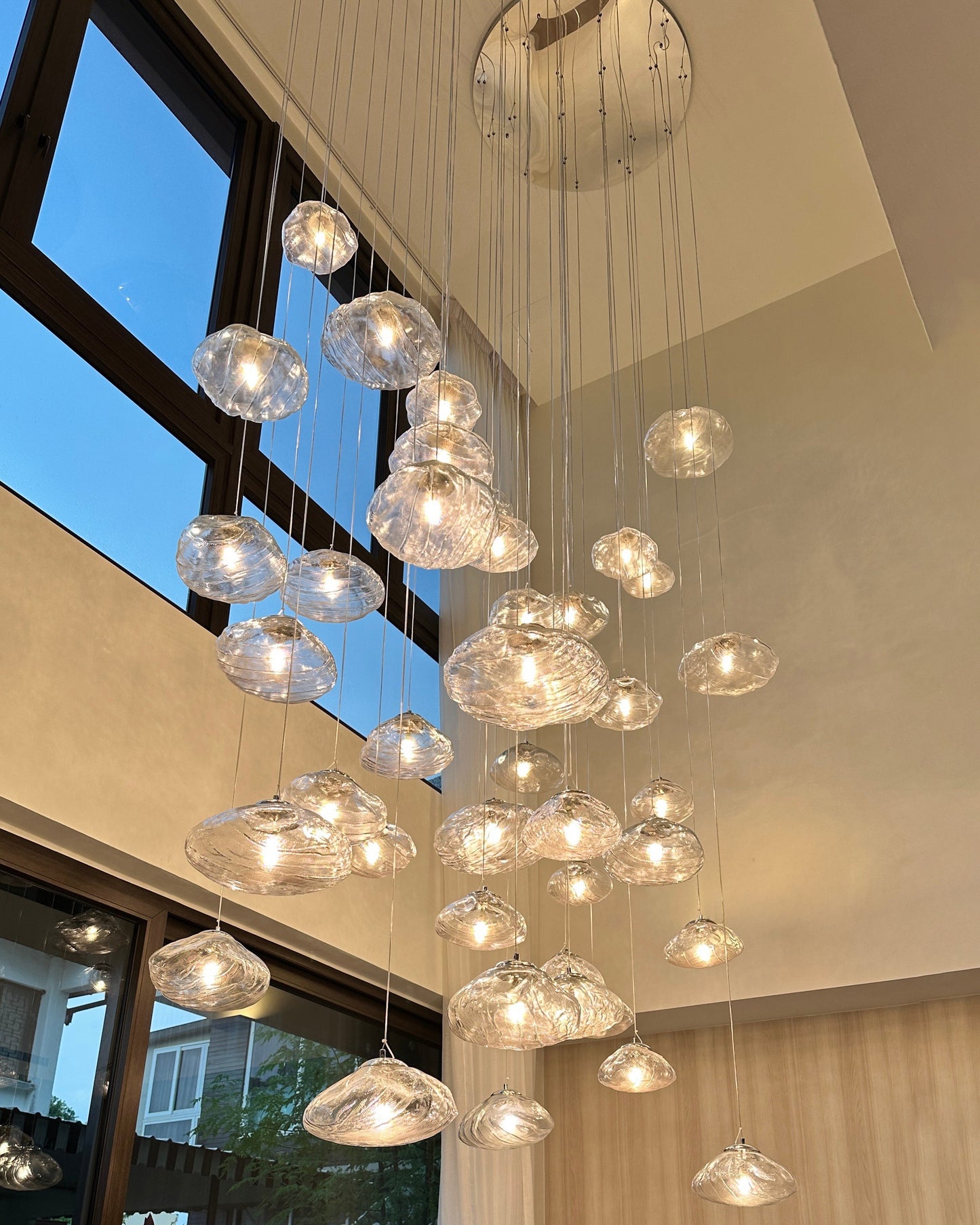WOMO Cascading Blown Glass Pendant Chandelier-WM2101b
