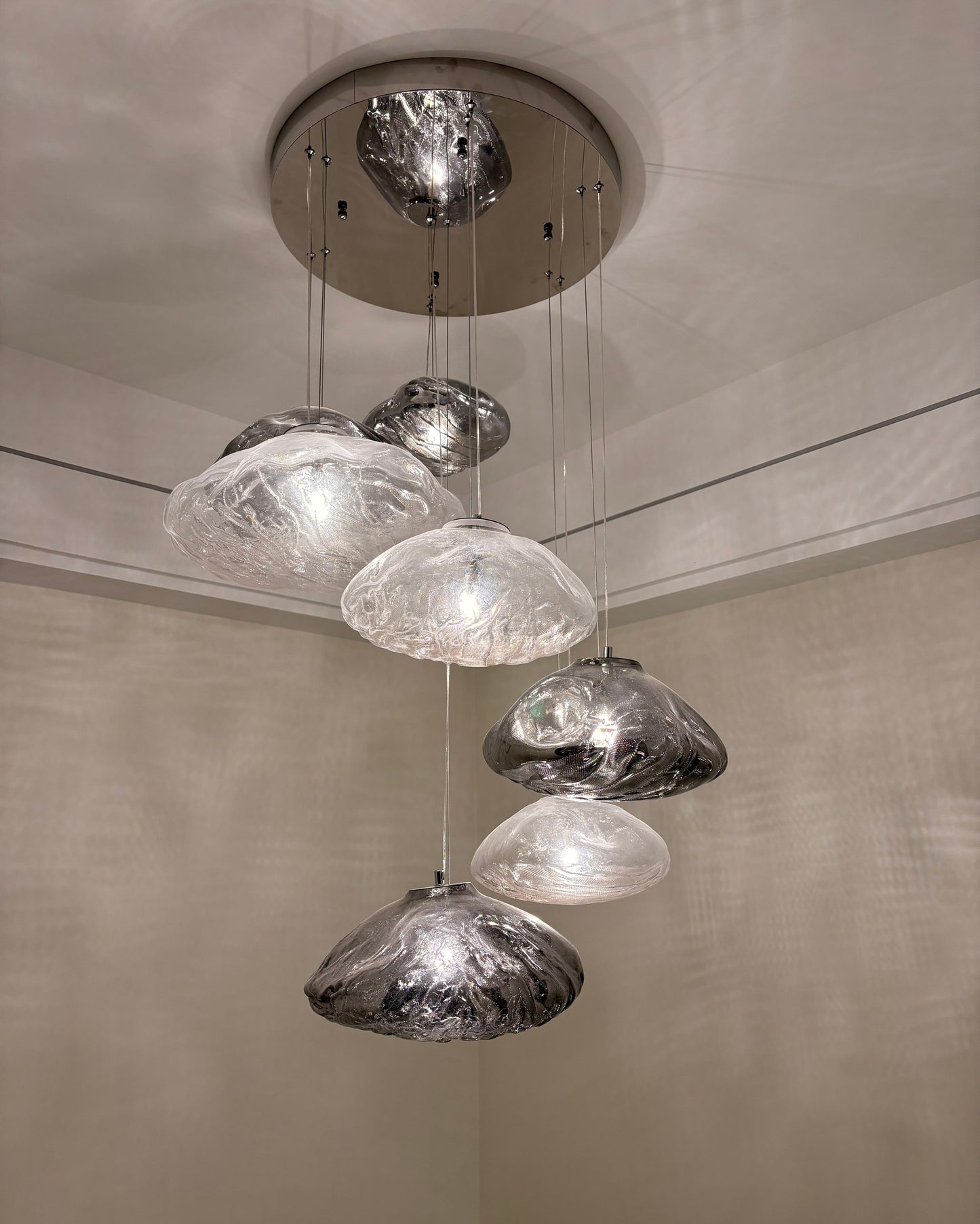 WOMO Cascading Blown Glass Pendant Chandelier-WM2101b