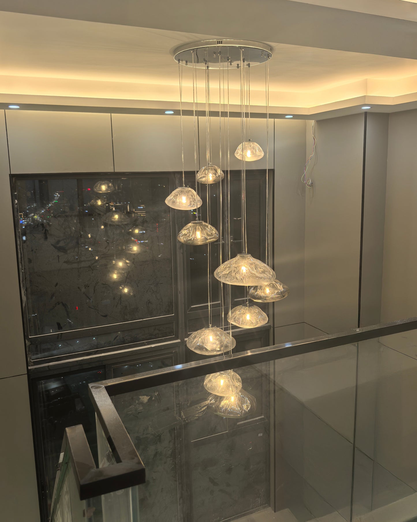 WOMO Cascading Blown Glass Pendant Chandelier-WM2101b