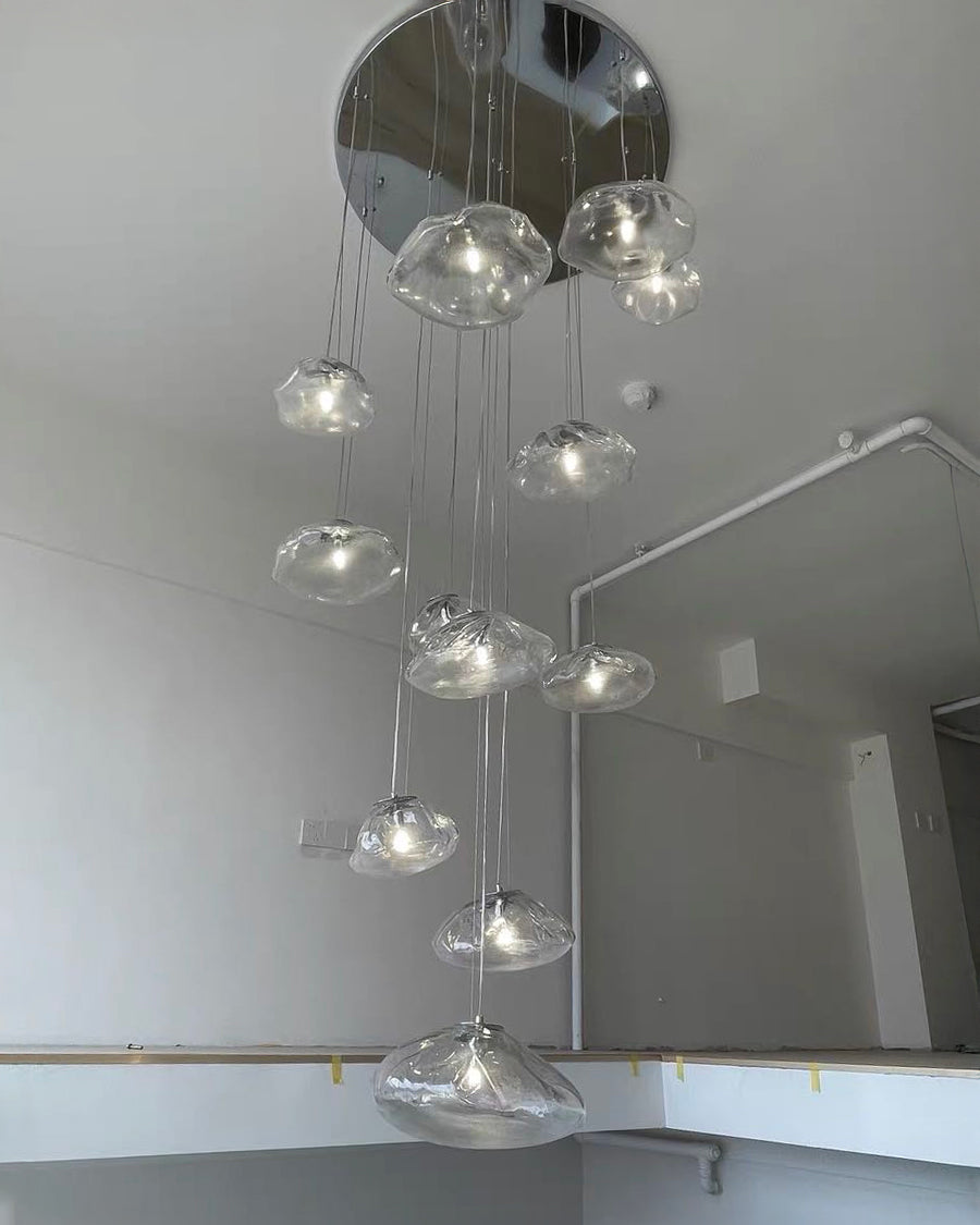 WOMO Cascading Blown Glass Pendant Chandelier-WM2101b