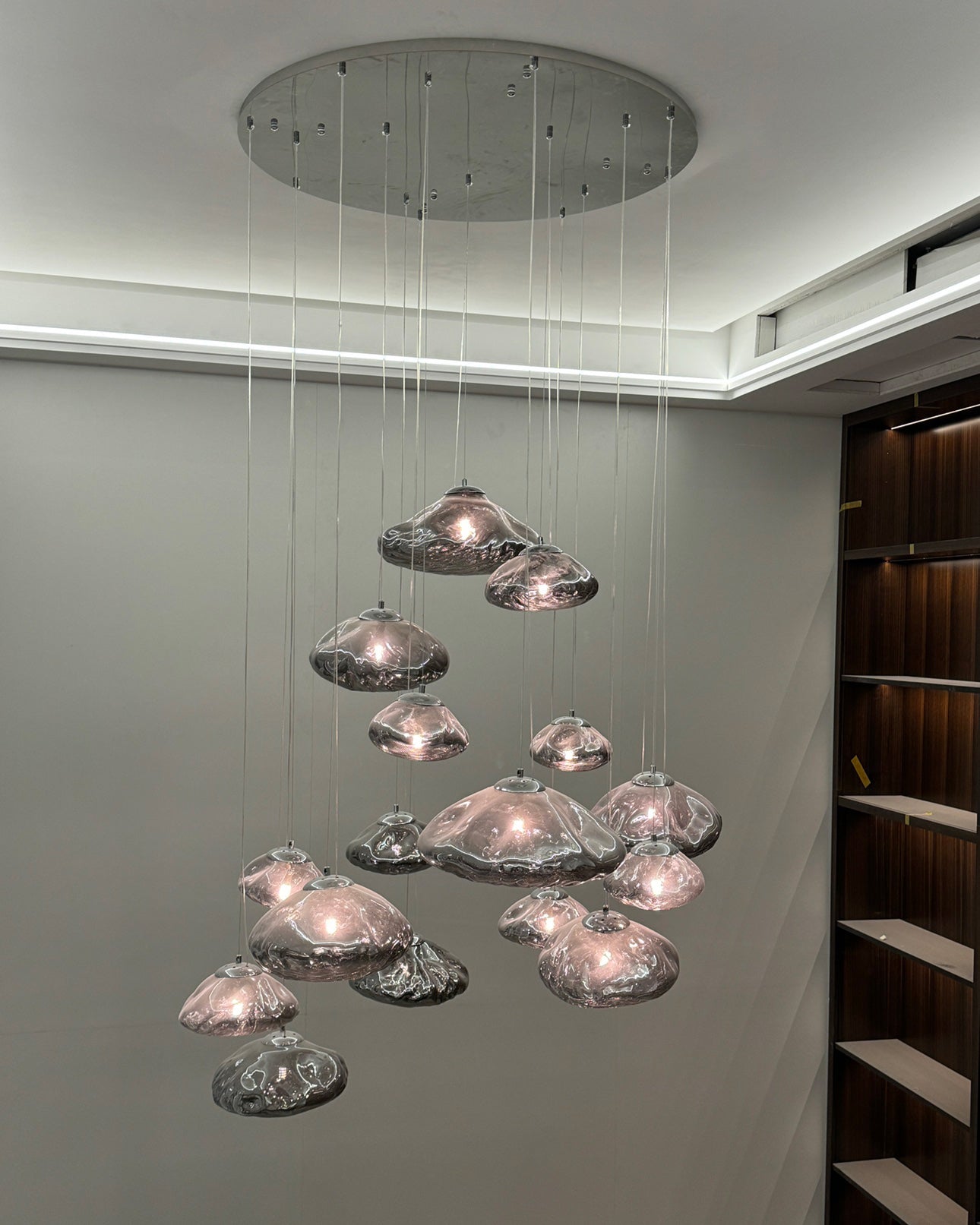 WOMO Cascading Blown Glass Pendant Chandelier-WM2101b