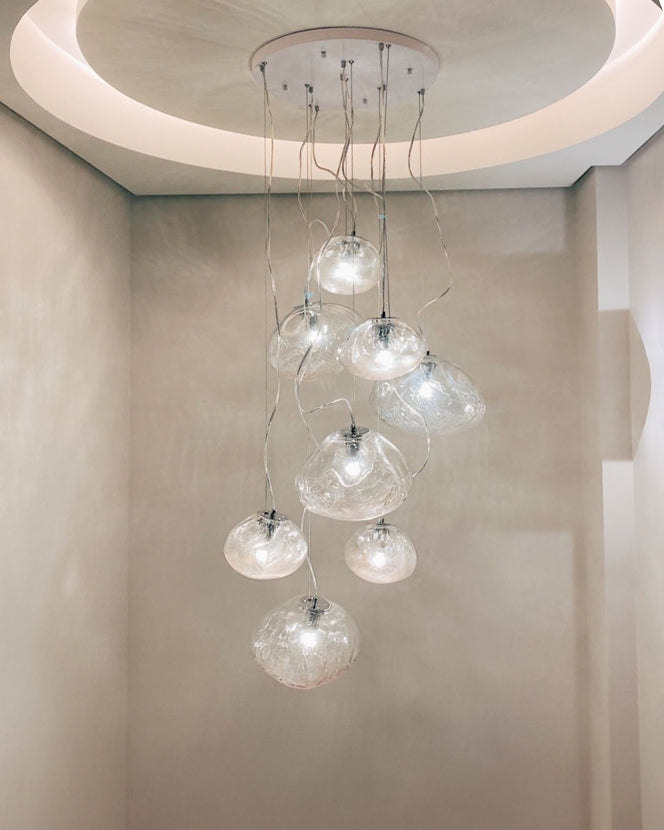 WOMO Cascading Blown Glass Pendant Chandelier-WM2101b