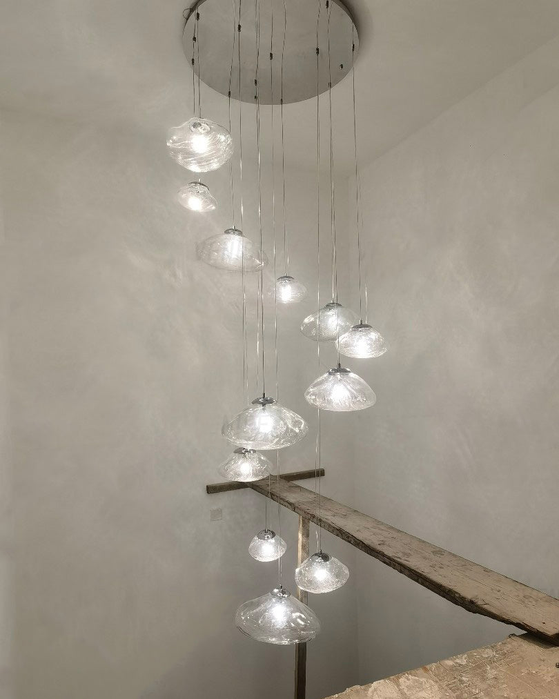 WOMO Cascading Blown Glass Pendant Chandelier-WM2101b