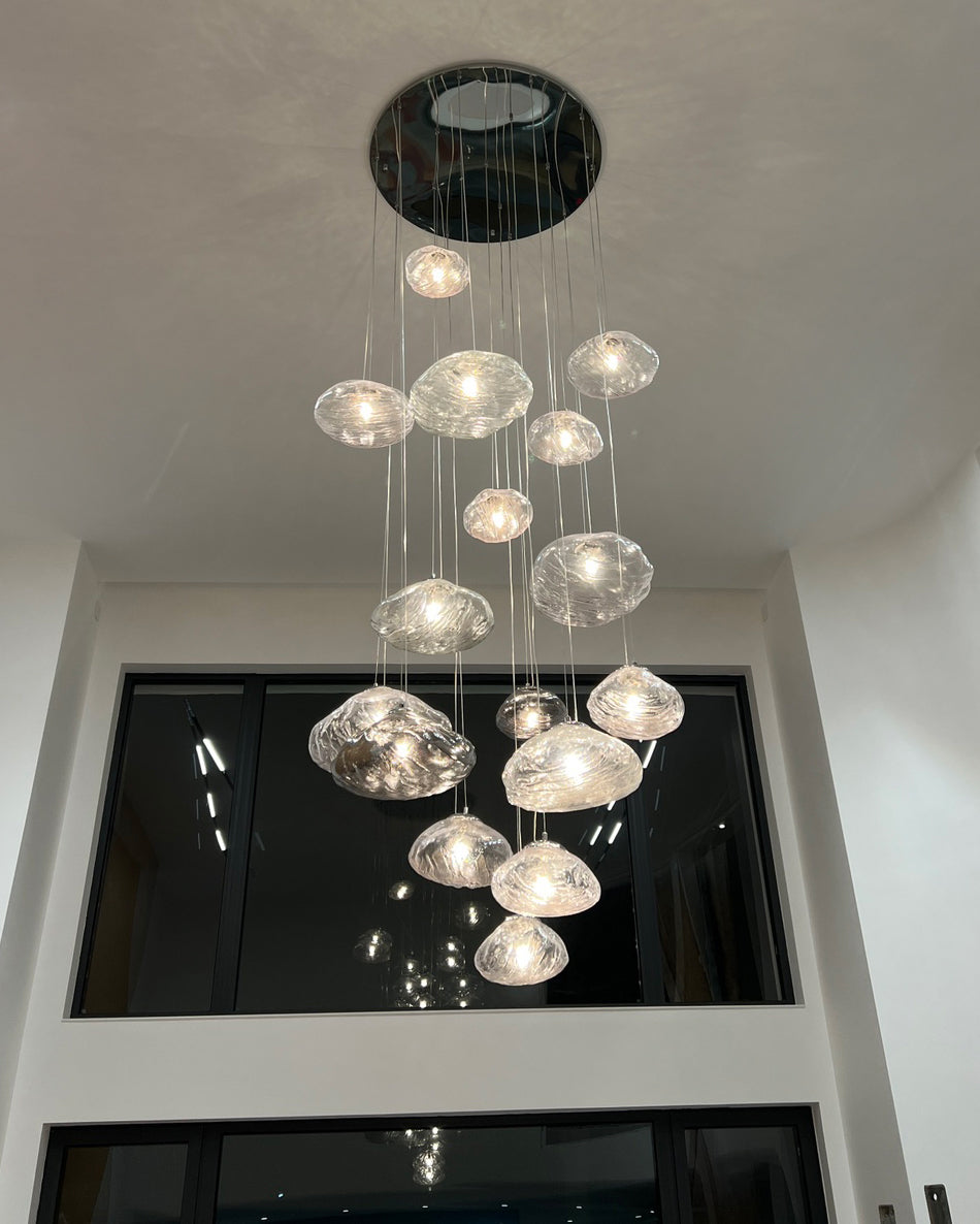 WOMO Cascading Blown Glass Pendant Chandelier-WM2101b