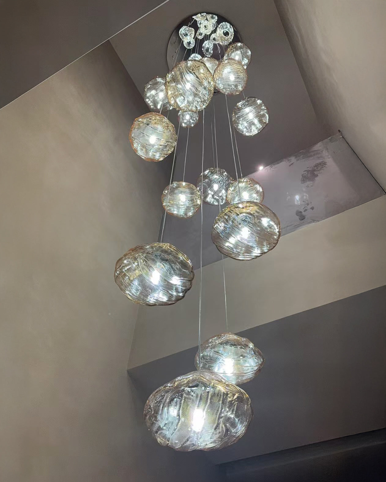 WOMO Cascading Blown Glass Pendant Chandelier-WM2101b