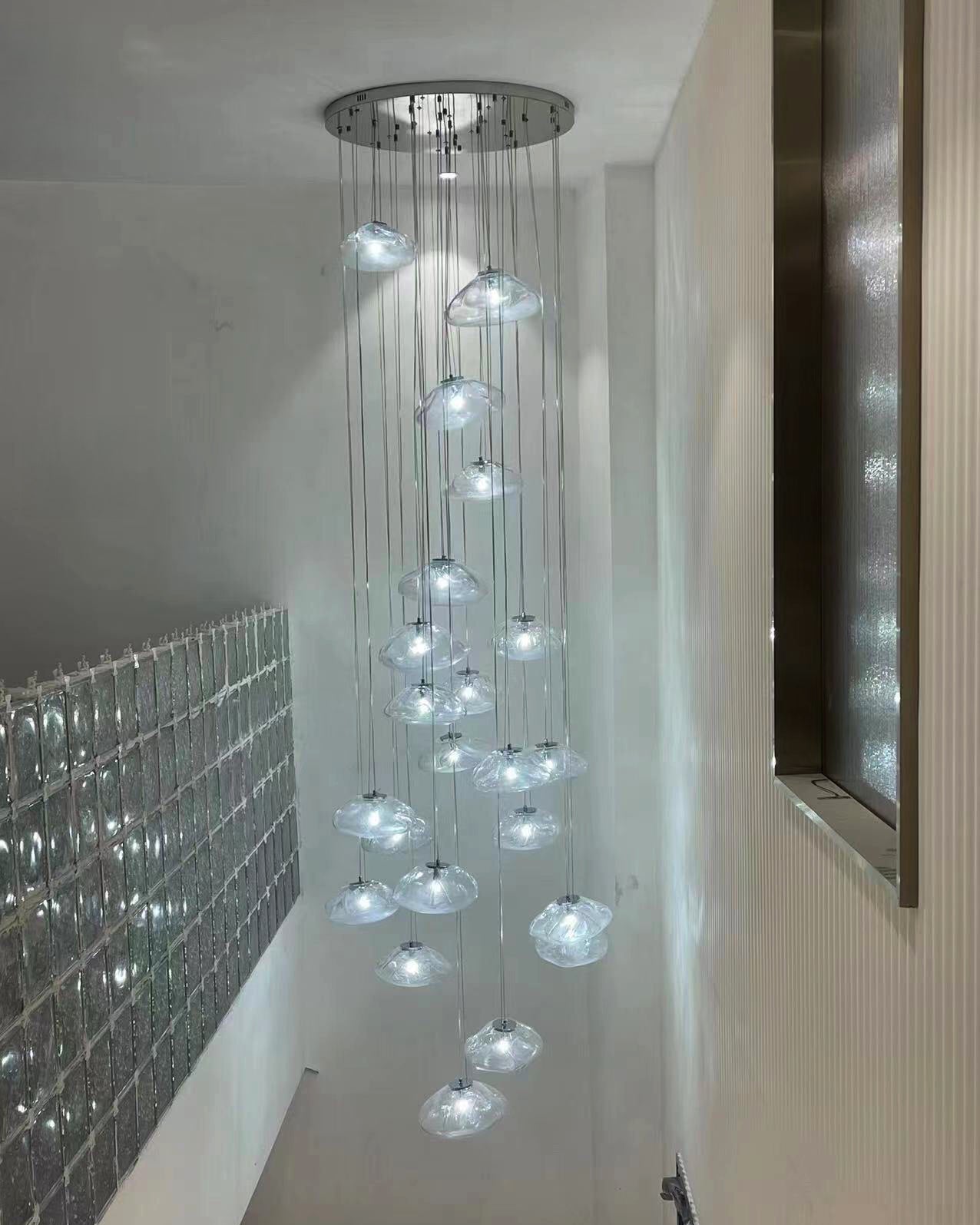 WOMO Cascading Blown Glass Pendant Chandelier-WM2101b