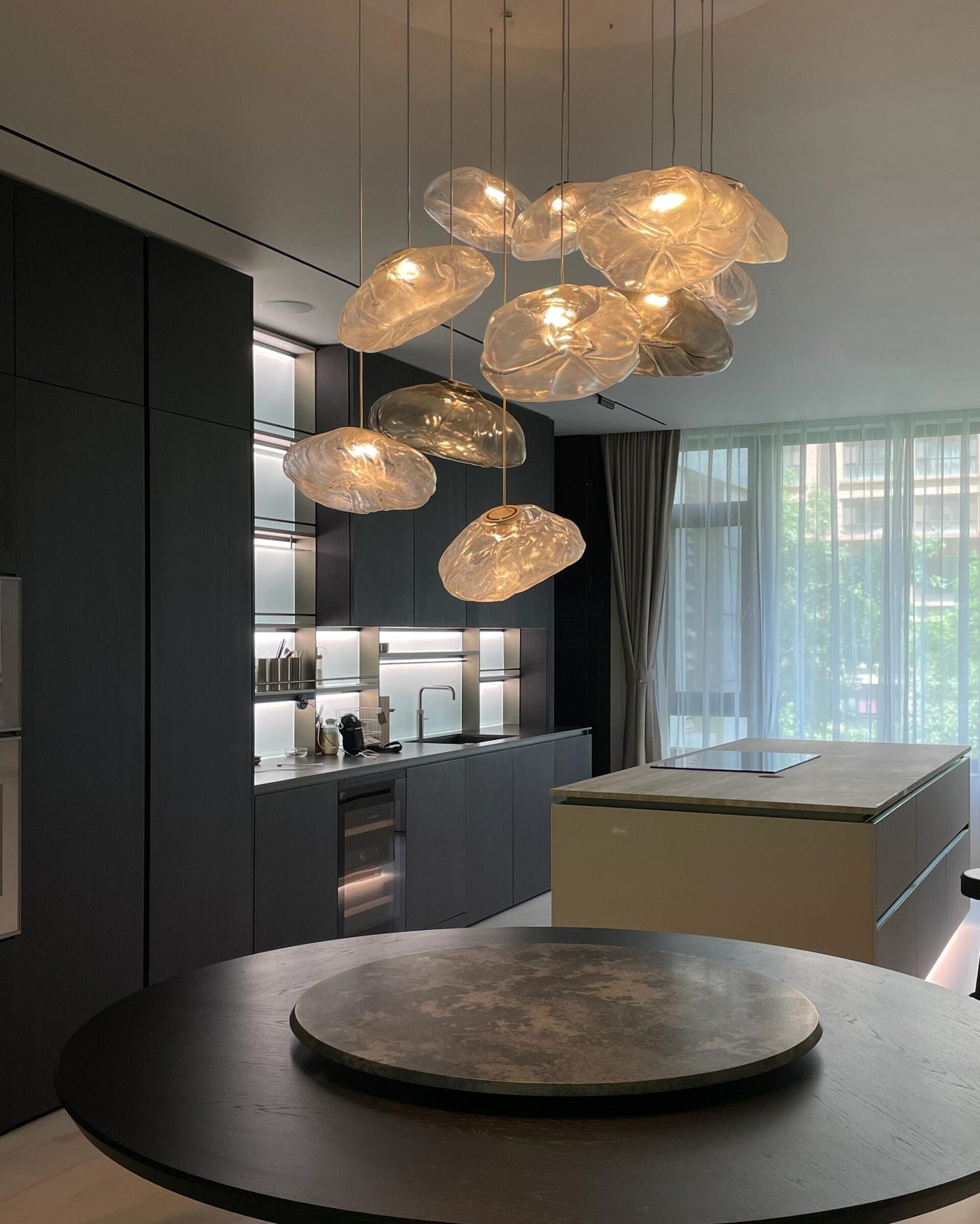 WOMO Cascading Blown Glass Pendant Chandelier-WM2101b
