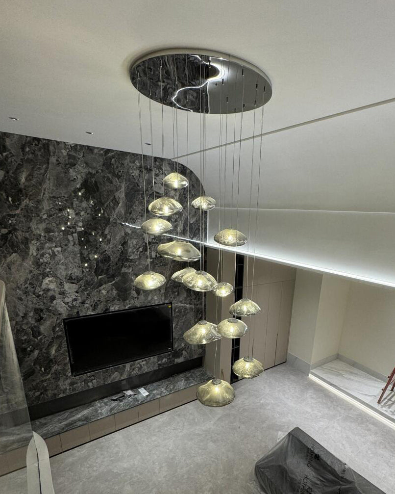 WOMO Cascading Blown Glass Pendant Chandelier-WM2101b