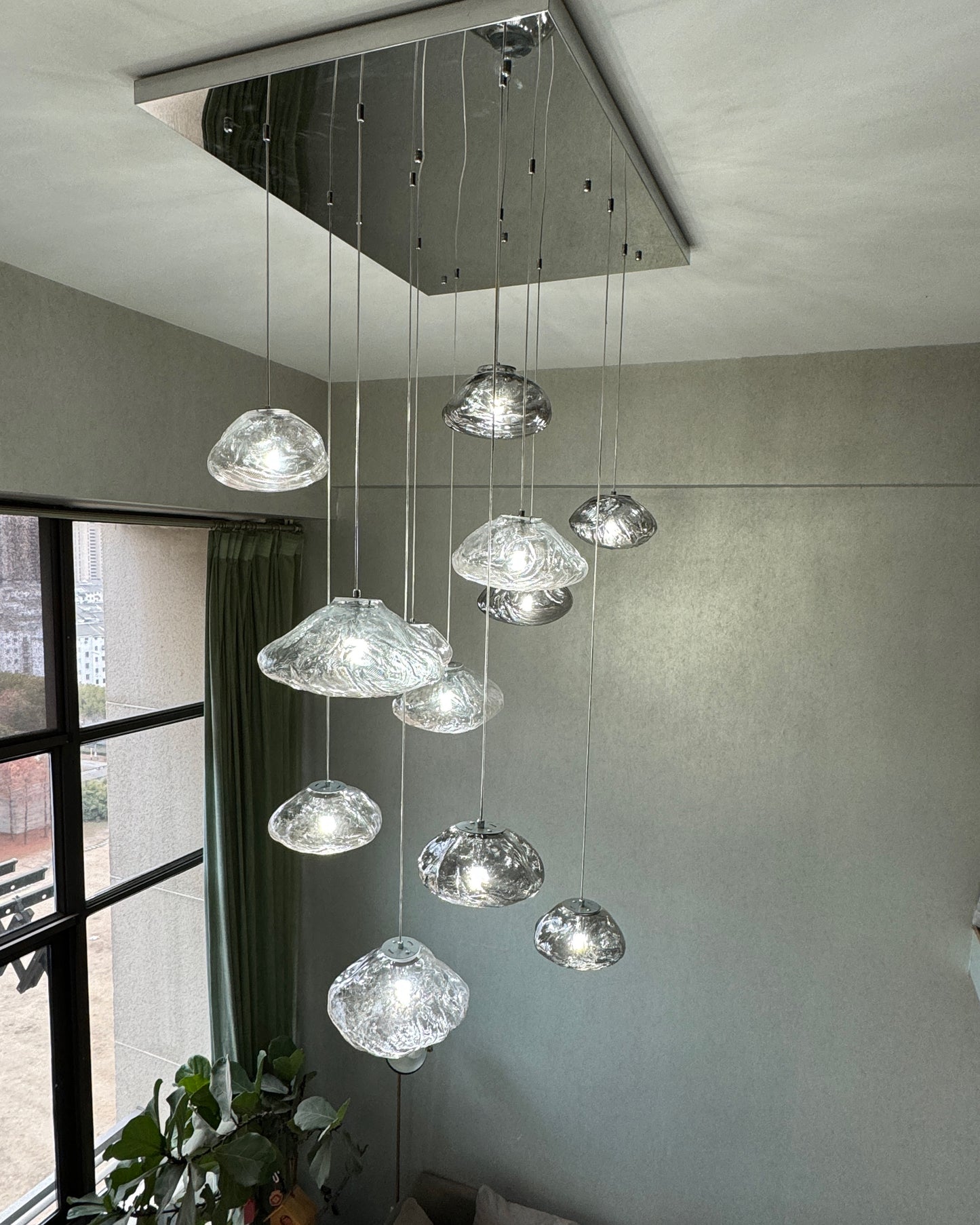 WOMO Cascading Blown Glass Pendant Chandelier-WM2101b