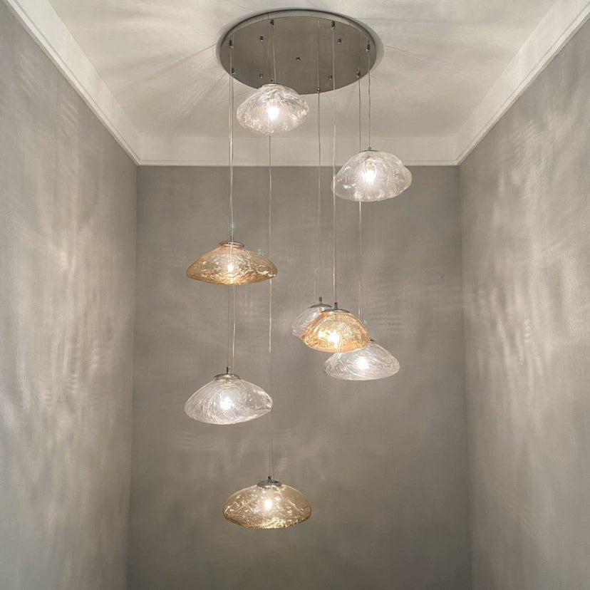 WOMO Cascading Blown Glass Pendant Chandelier-WM2101b