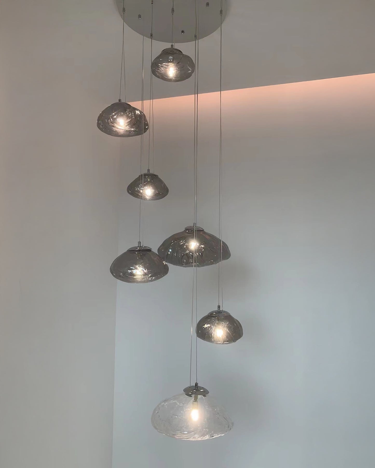 WOMO Cascading Blown Glass Pendant Chandelier-WM2101b