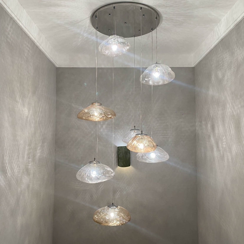 WOMO Cascading Blown Glass Pendant Chandelier-WM2101b