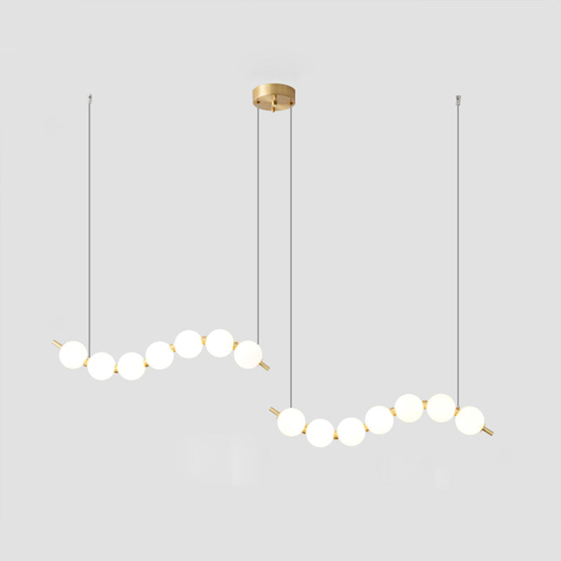 WOMO Pearl Globe Brass Dining Room Chandelier-WM2102d