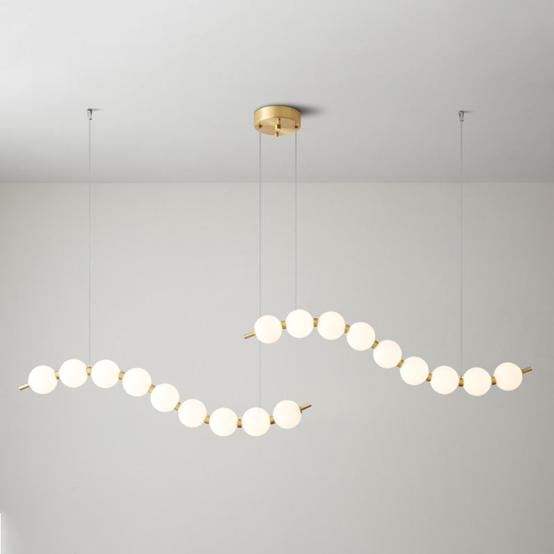 WOMO Pearl Globe Brass Dining Room Chandelier-WM2102d