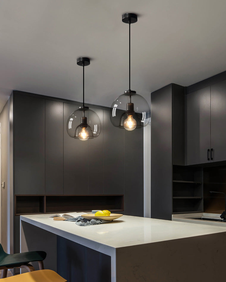 WOMO Smoked/Amber Blown Glass Pendant Light-WM2108