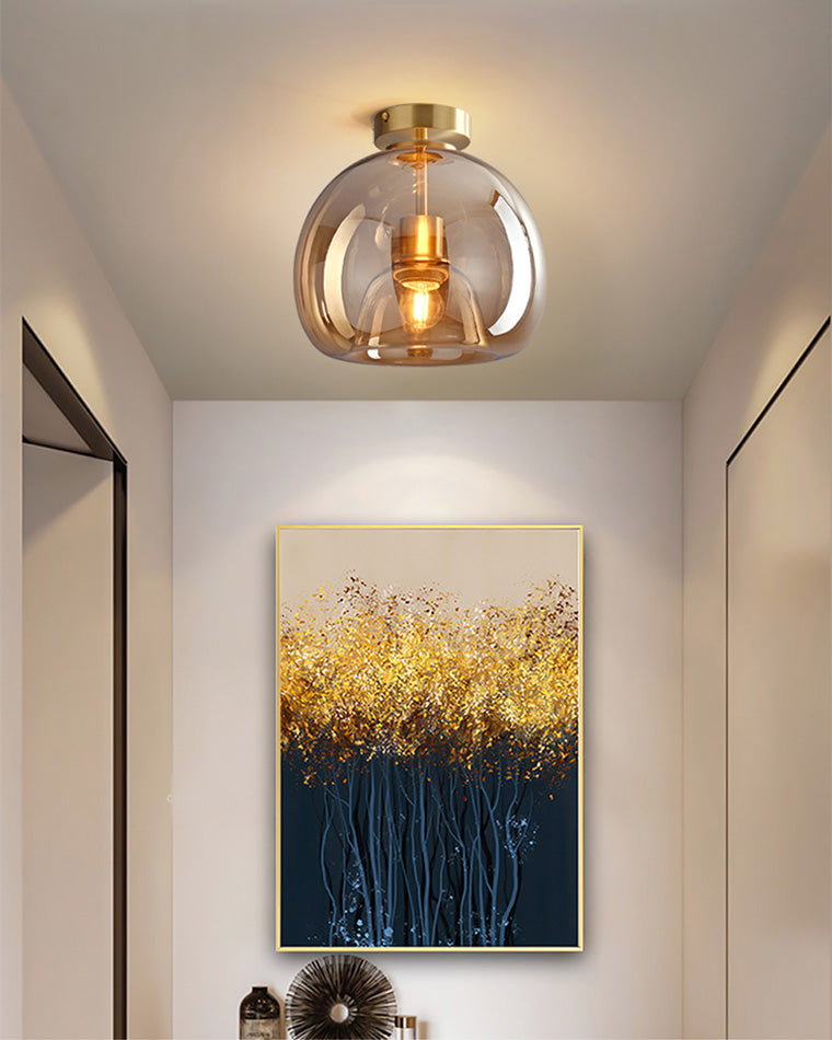 WOMO Smoked/Amber Blown Glass Pendant Light-WM2108