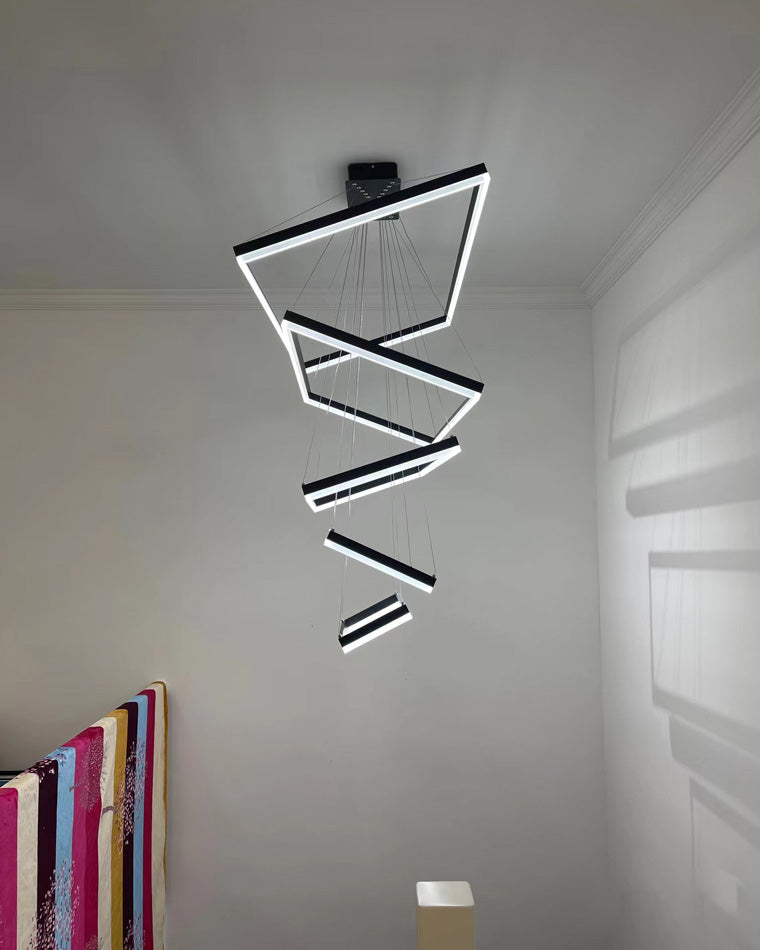 WOMO Black Tiered Rectangular Chandelier-WM2120