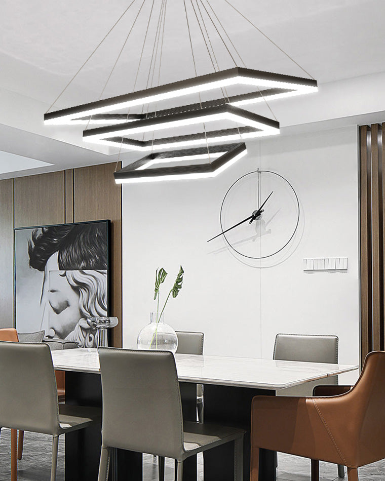WOMO Black Tiered Rectangular Chandelier-WM2120