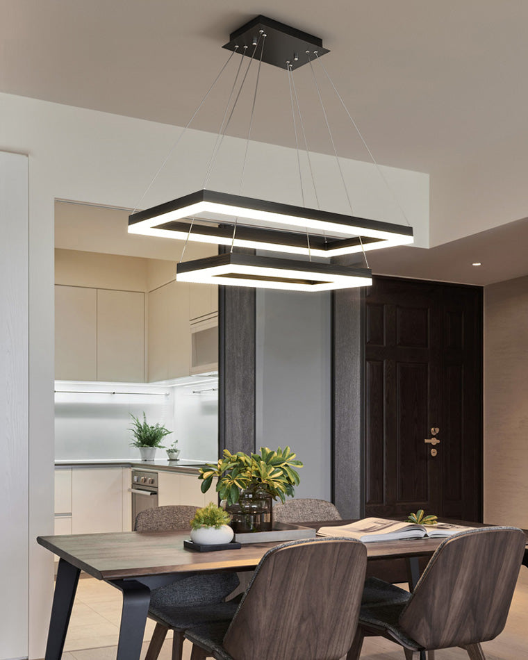 WOMO Black Tiered Rectangular Chandelier-WM2120