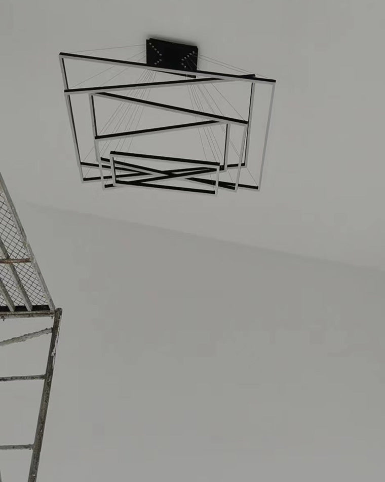 WOMO Black Tiered Rectangular Chandelier-WM2120