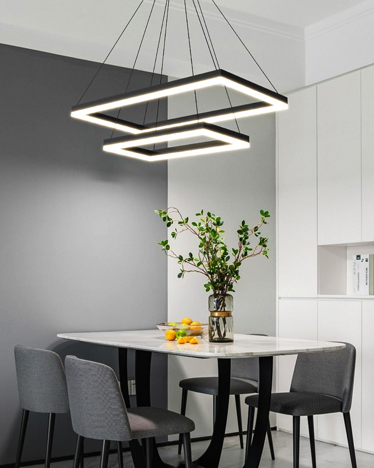 WOMO Black Tiered Rectangular Chandelier-WM2120