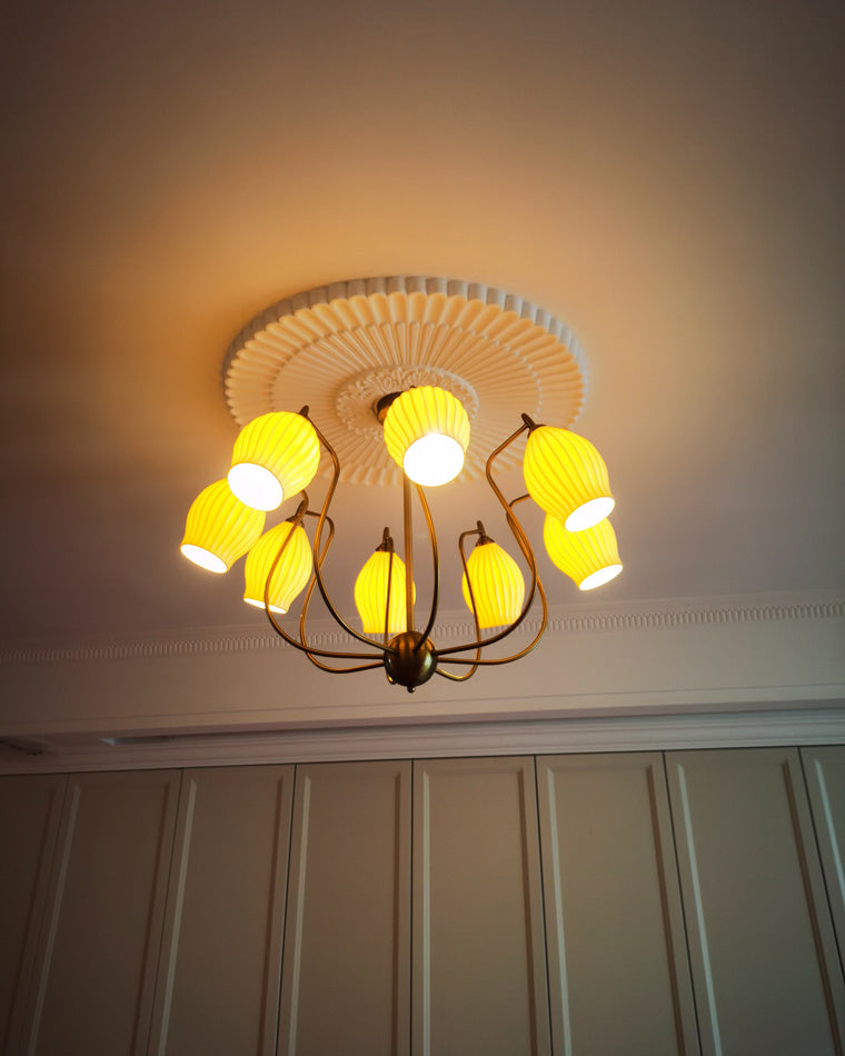 WOMO Mid Century Modern Ceramic Arm Chandelier-WM2121